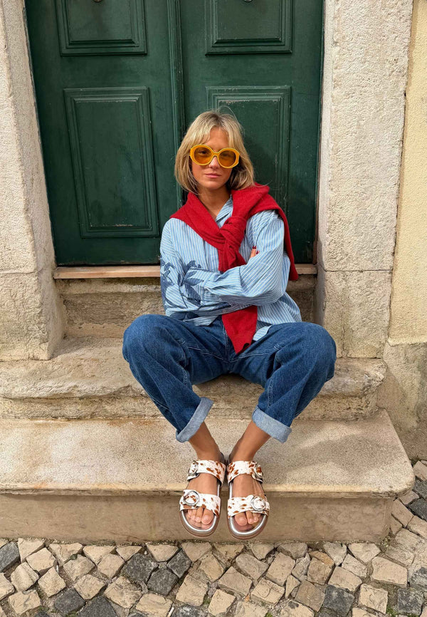 ANIMAL PRINT LEATHER BIO SANDALS CARNEY