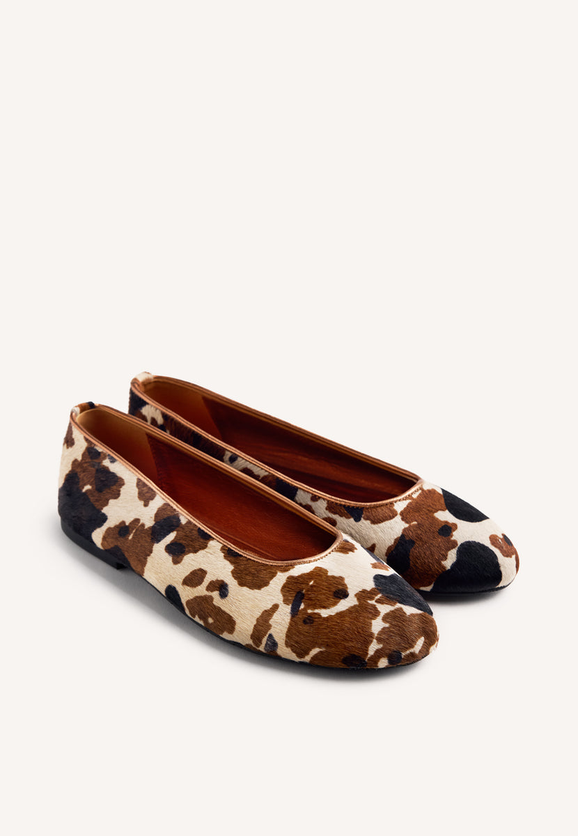 ANIMAL PRINT LEATHER BALLET FLATS UVINZA