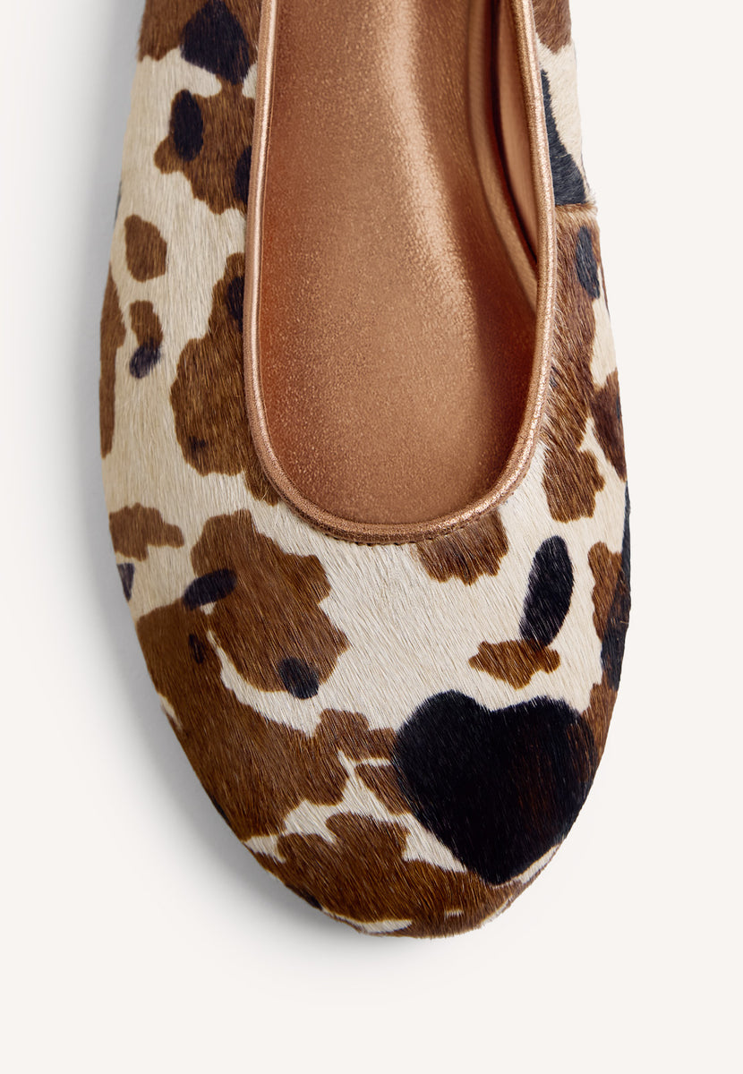 ANIMAL PRINT LEATHER BALLET FLATS UVINZA