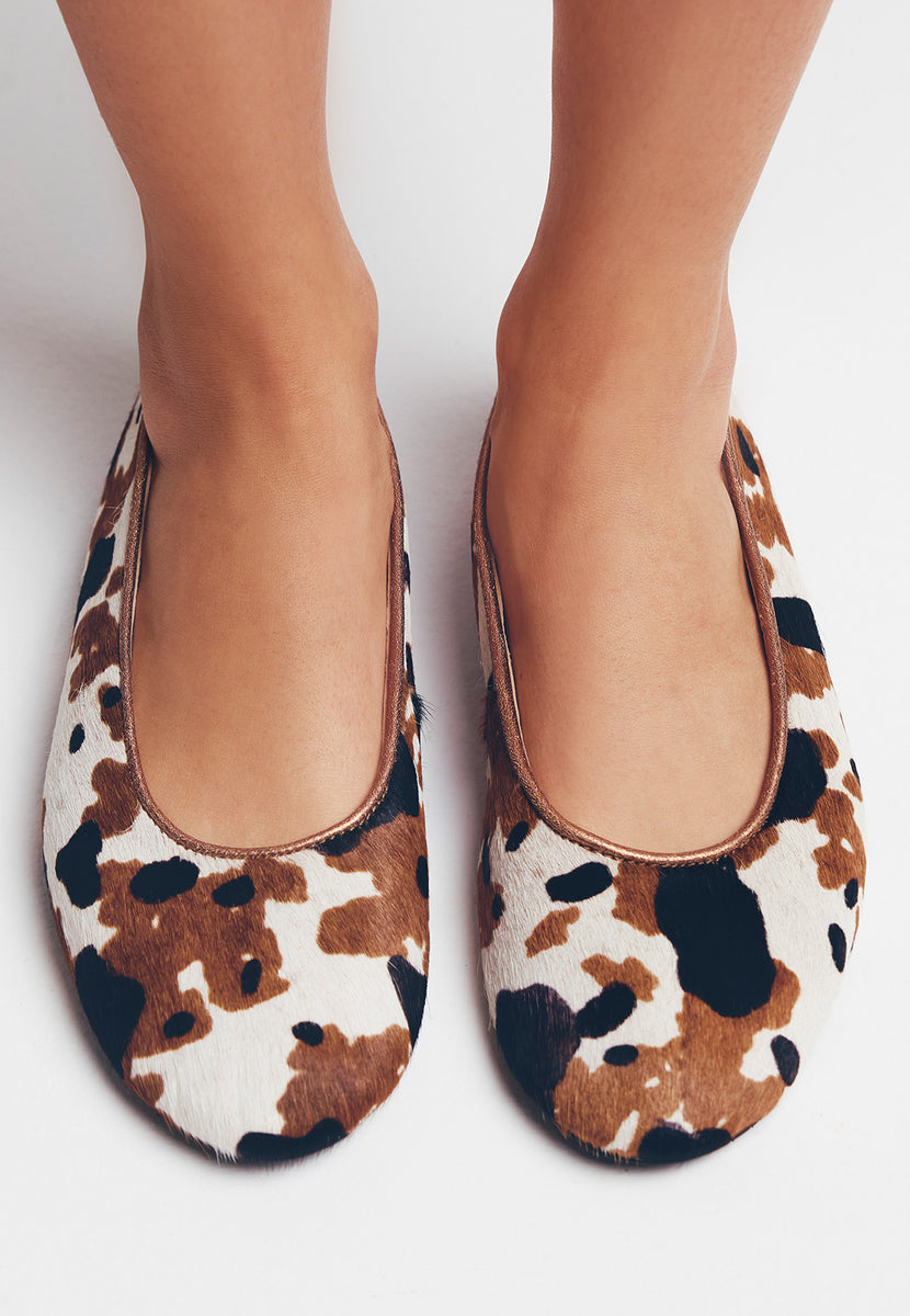 ANIMAL PRINT LEATHER BALLET FLATS UVINZA
