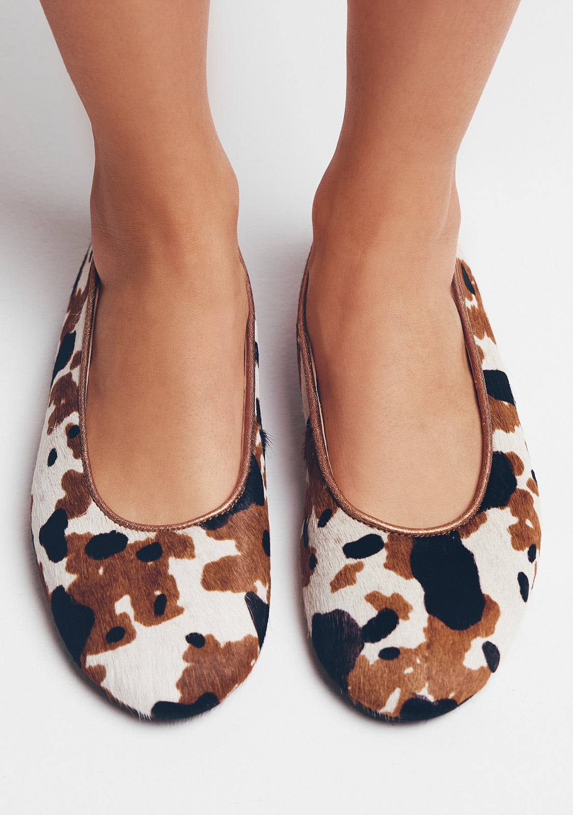 ANIMAL PRINT LEATHER BALLET FLATS UVINZA
