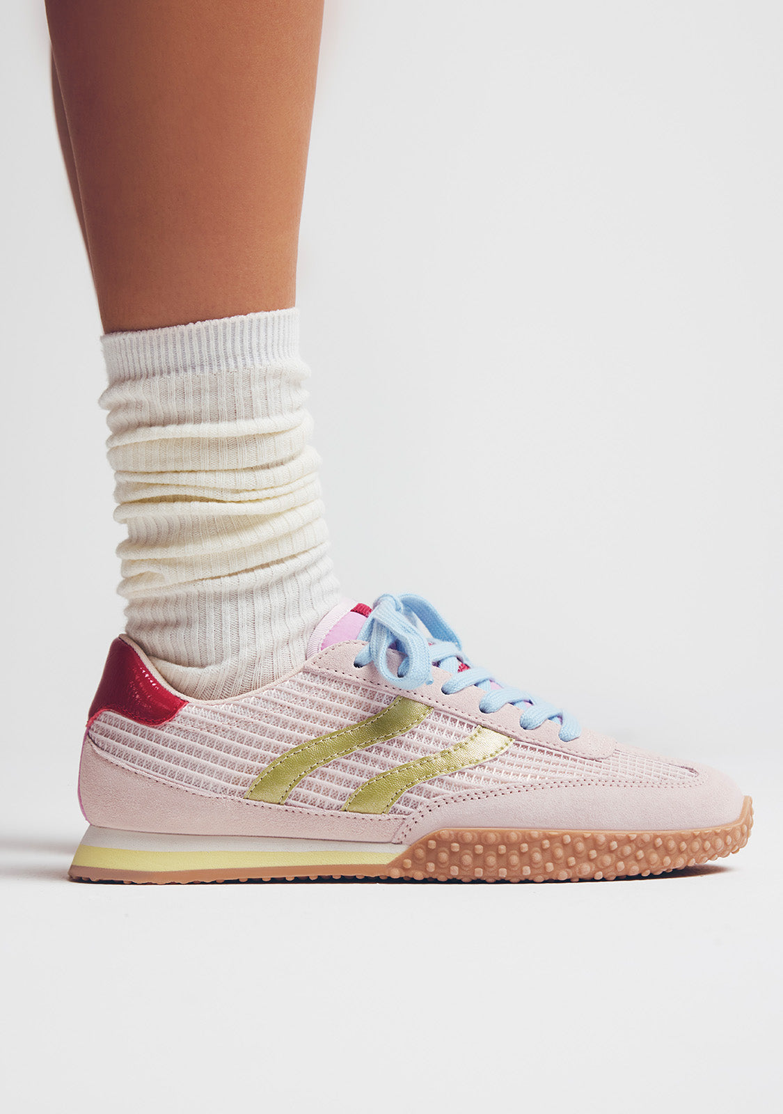 LEATHER AND MESH SNEAKERS CHAKE