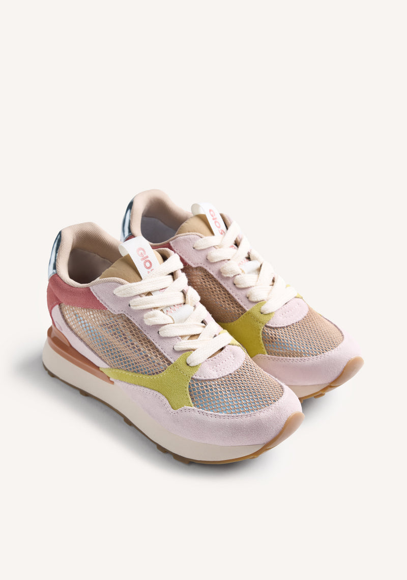 LEATHER AND MESH WEDGE SNEAKERS SATER