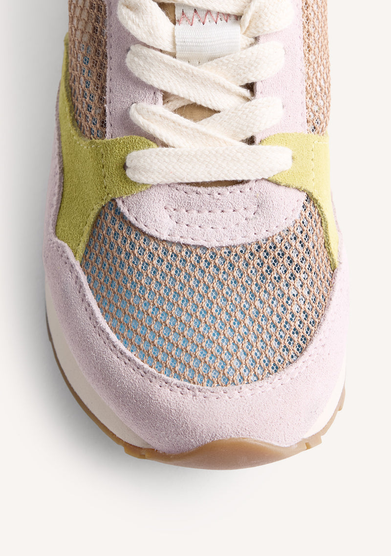 LEATHER AND MESH WEDGE SNEAKERS SATER