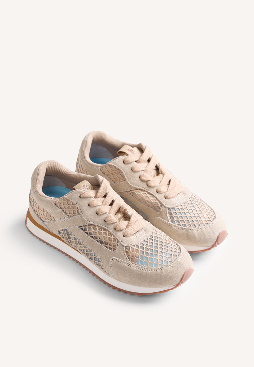 ZAPATILLAS PIEL Y REJILLA ROXAS