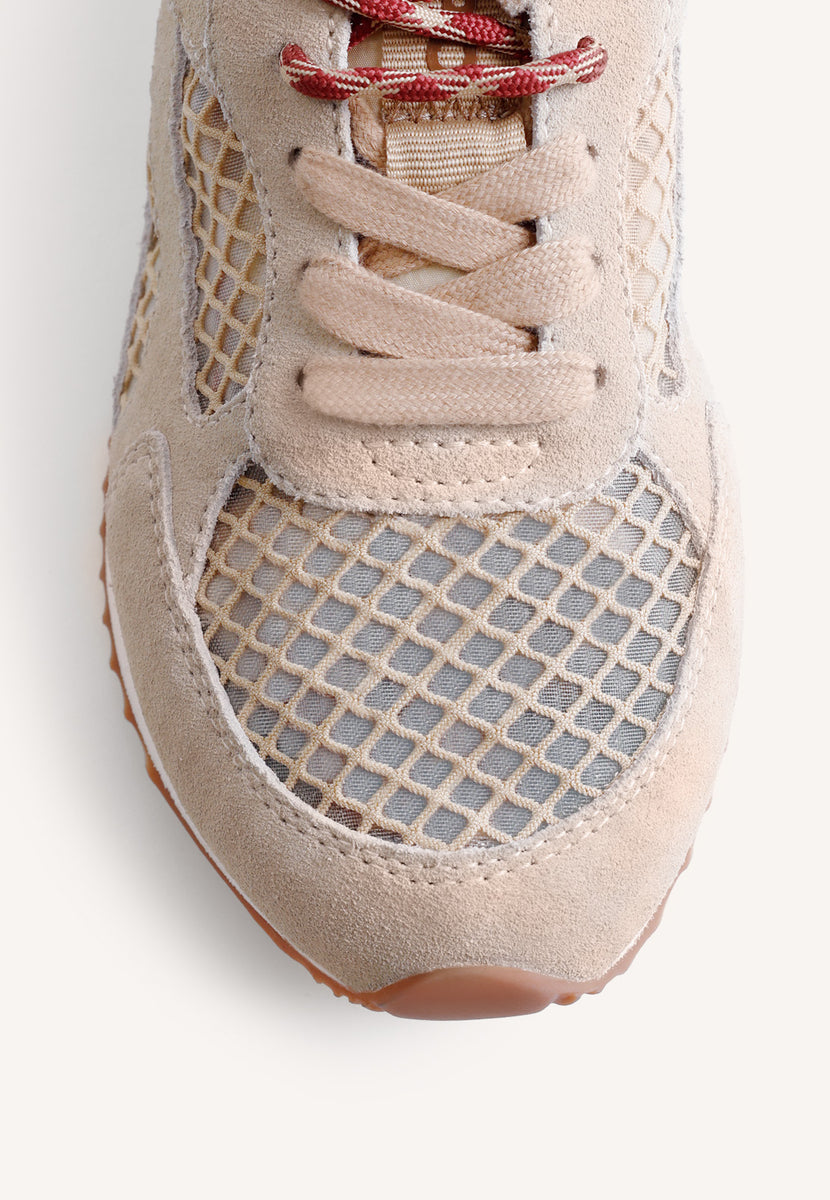 ZAPATILLAS PIEL Y REJILLA ROXAS