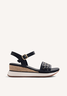 SANDALIAS PIEL CUÑA RAFIA WETE