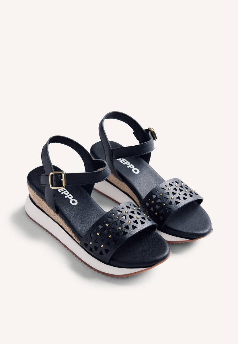 SANDALIAS PIEL CUÑA RAFIA WETE