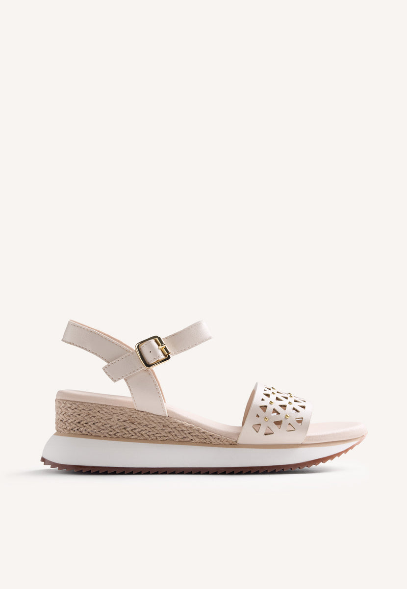 SANDALIAS PIEL CUÑA RAFIA WETE