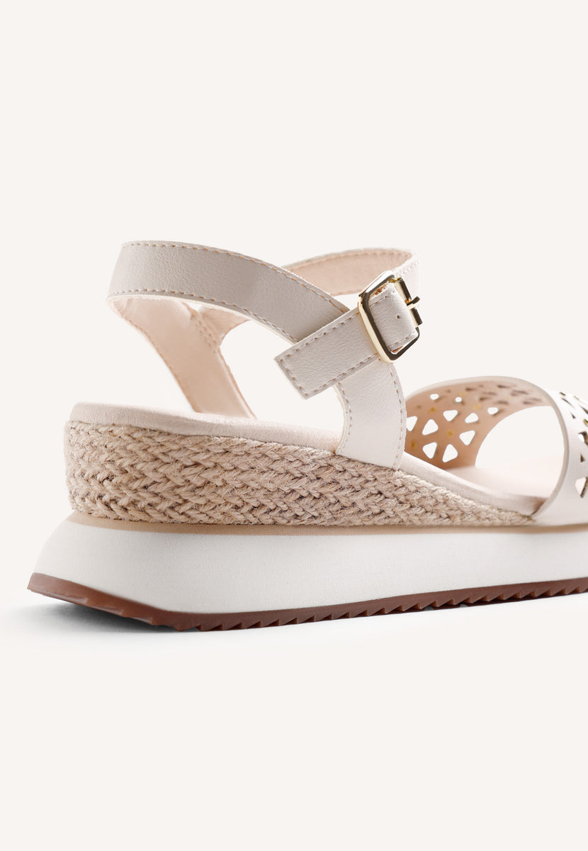 SANDALIAS PIEL CUÑA RAFIA WETE