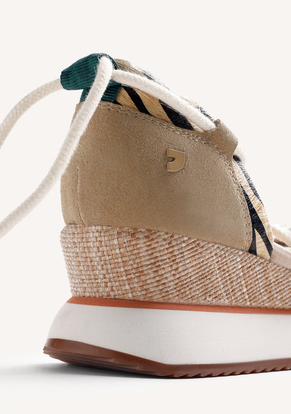 ZAPATILLAS ABIERTAS PIEL CUÑA ESTAMPADO ANIMAL ABUYA