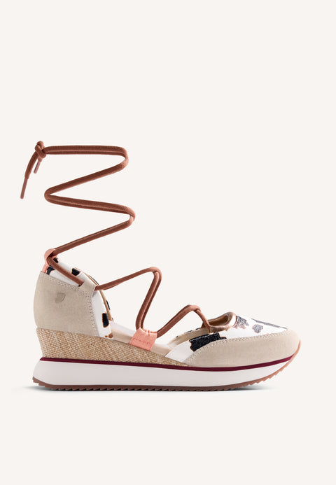 ZAPATILLAS ABIERTAS PIEL CUÑA ESTAMPADO ANIMAL ABUYA