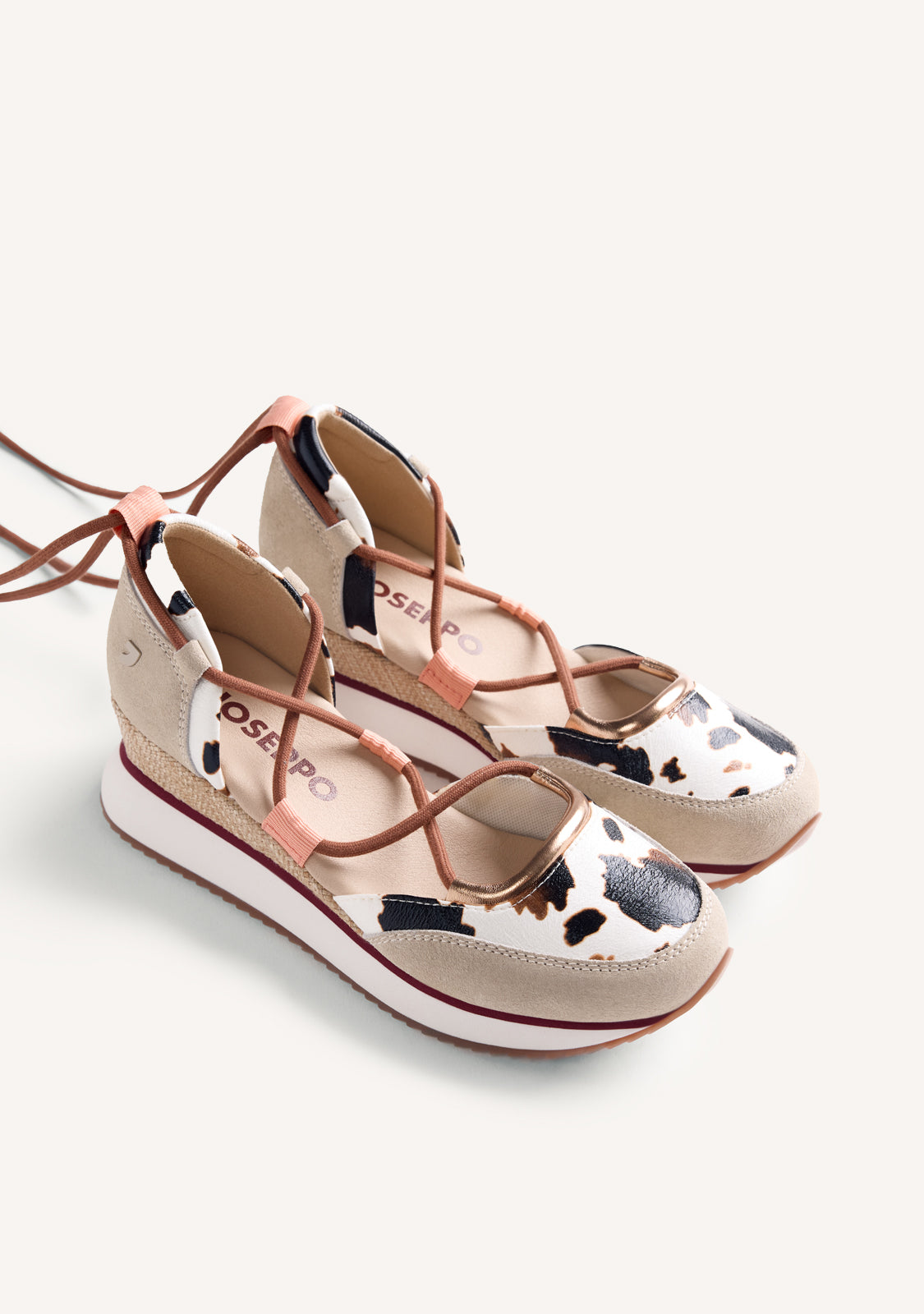 ANIMAL PRINT LEATHER OPEN WEDGE SNEAKERS ABUYA