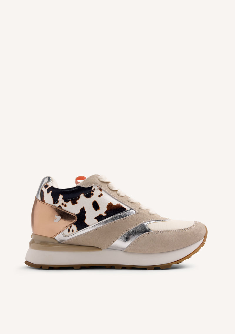 ANIMAL PRINT LEATHER WEDGE SNEAKERS TABORA
