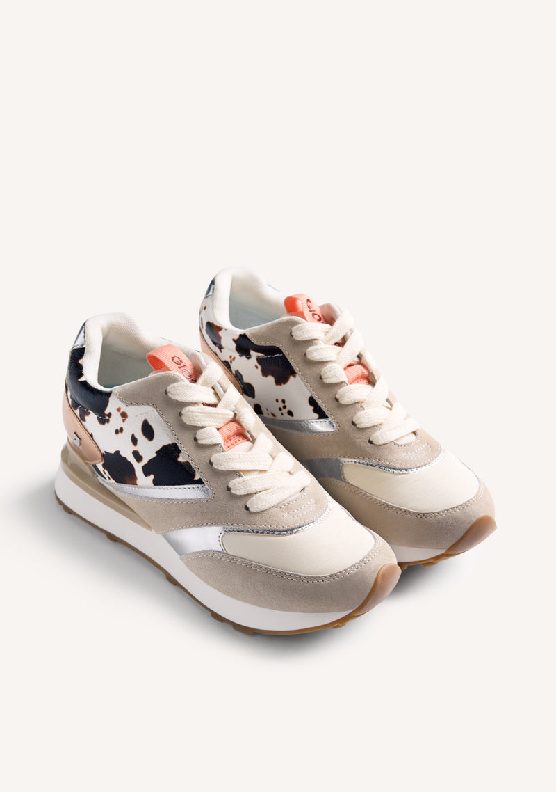 ANIMAL PRINT LEATHER WEDGE SNEAKERS TABORA