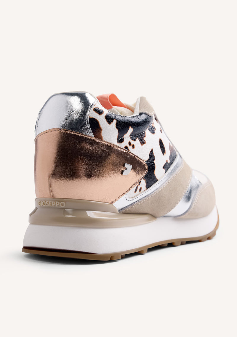 ANIMAL PRINT LEATHER WEDGE SNEAKERS TABORA