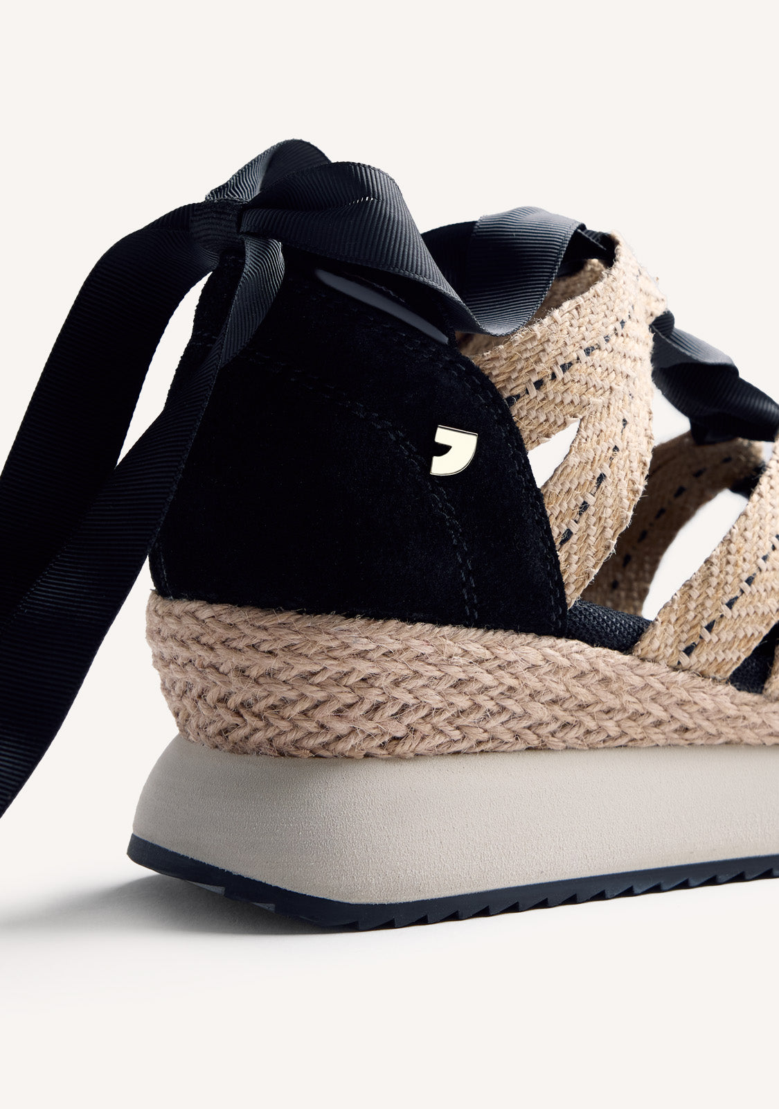 LEATHER AND RAFFIA OPEN WEDGE SNEAKERS KIDIKA
