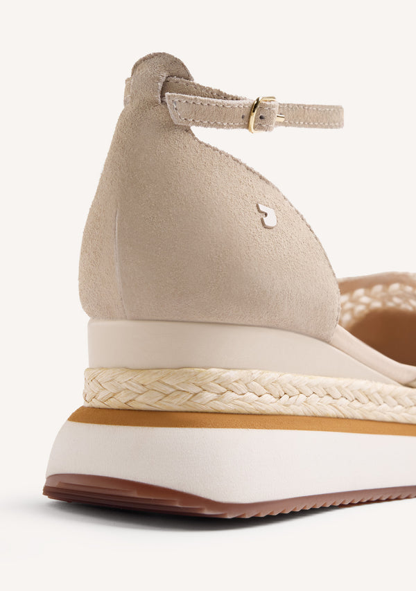 LEATHER AND CROCHET WEDGE ESPADRILLES KUTUS