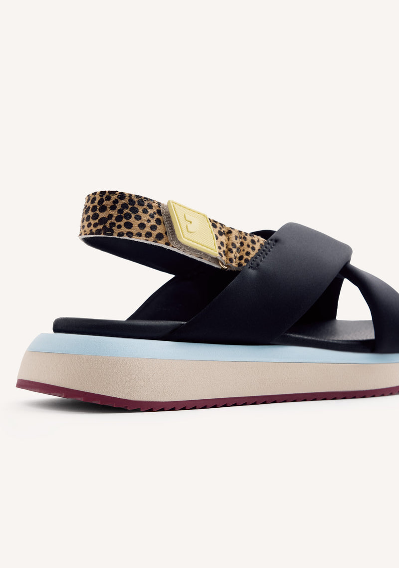 ANIMAL PRINT LEATHER SPORTY SANDALS TALISAY