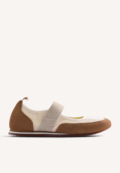 LEATHER AND CROCHET SPORTY BALLET FLATS DUNDORI