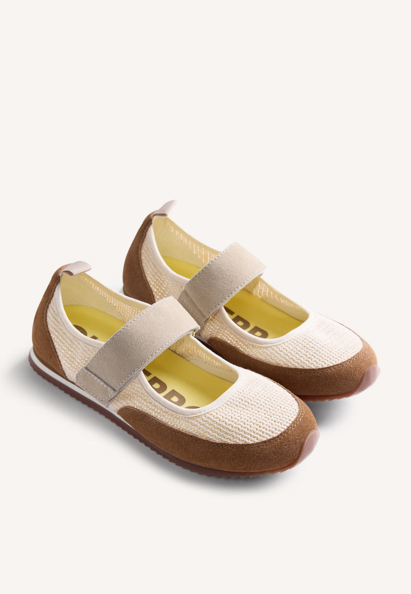 LEATHER AND CROCHET SPORTY BALLET FLATS DUNDORI