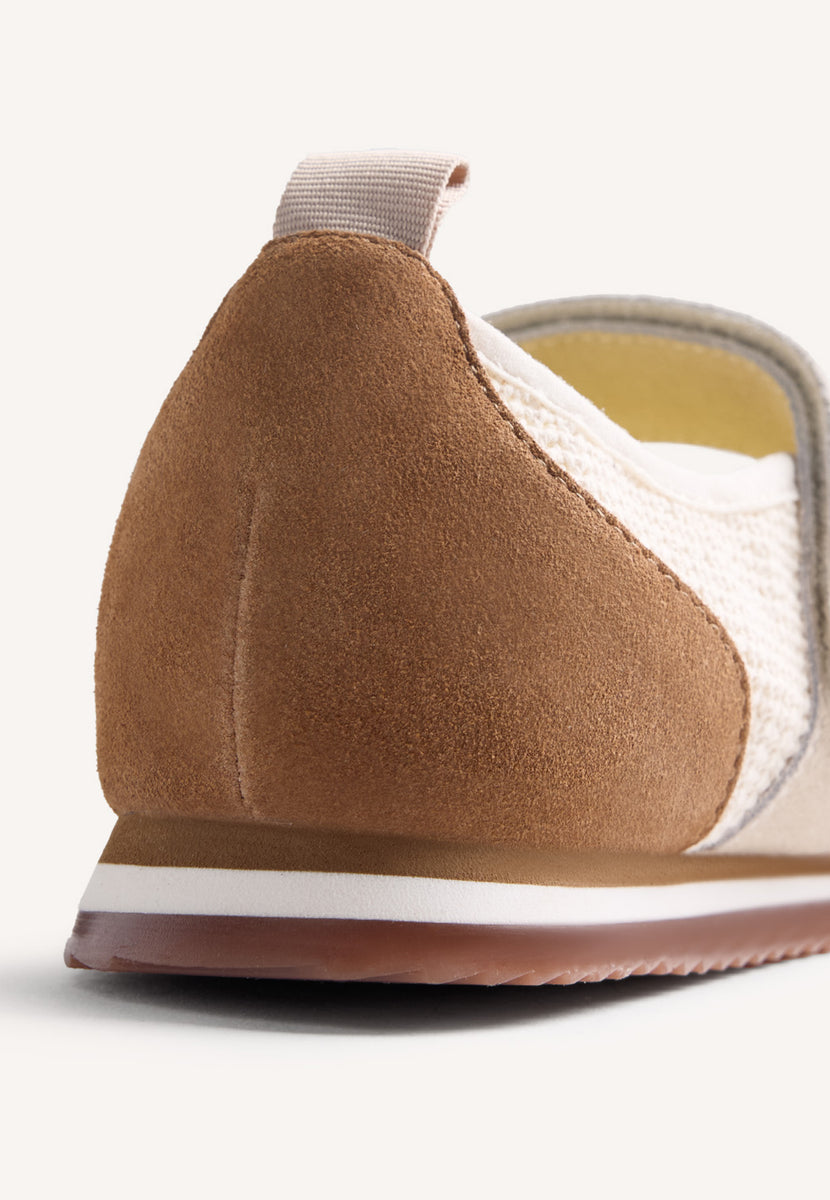 LEATHER AND CROCHET SPORTY BALLET FLATS DUNDORI