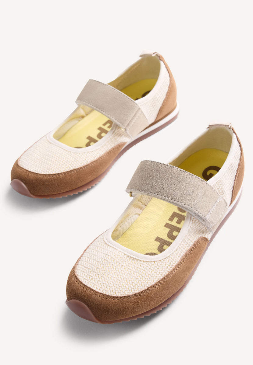 LEATHER AND CROCHET SPORTY BALLET FLATS DUNDORI