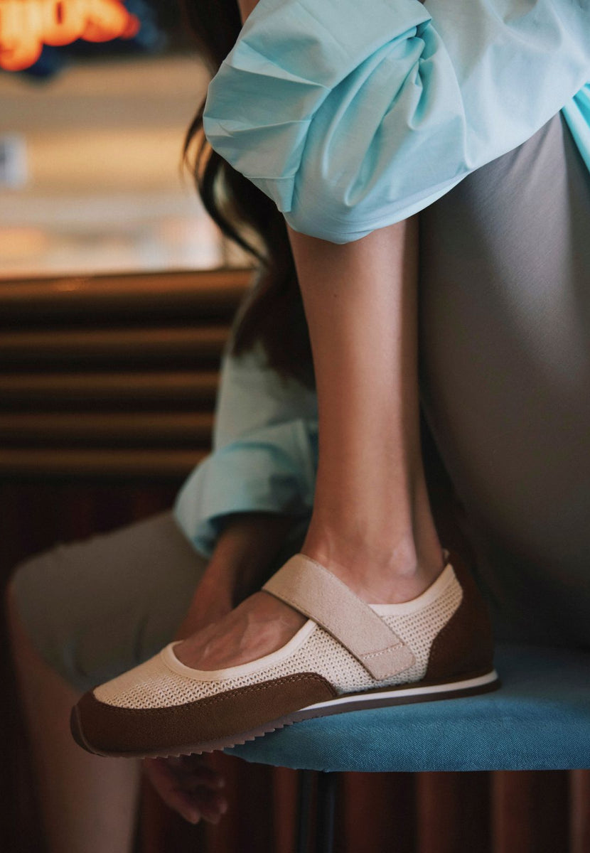 LEATHER AND CROCHET SPORTY BALLET FLATS DUNDORI