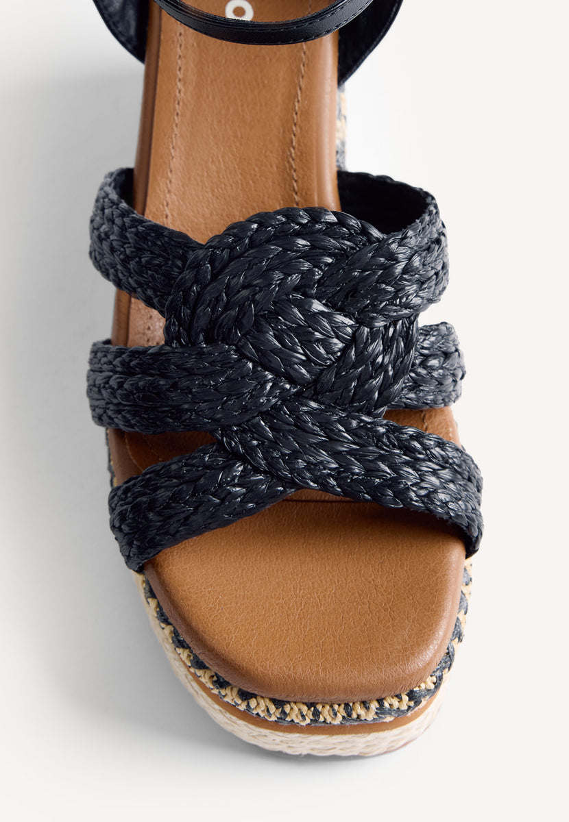 SANDALIAS CUÑA RAFIA KARATINA