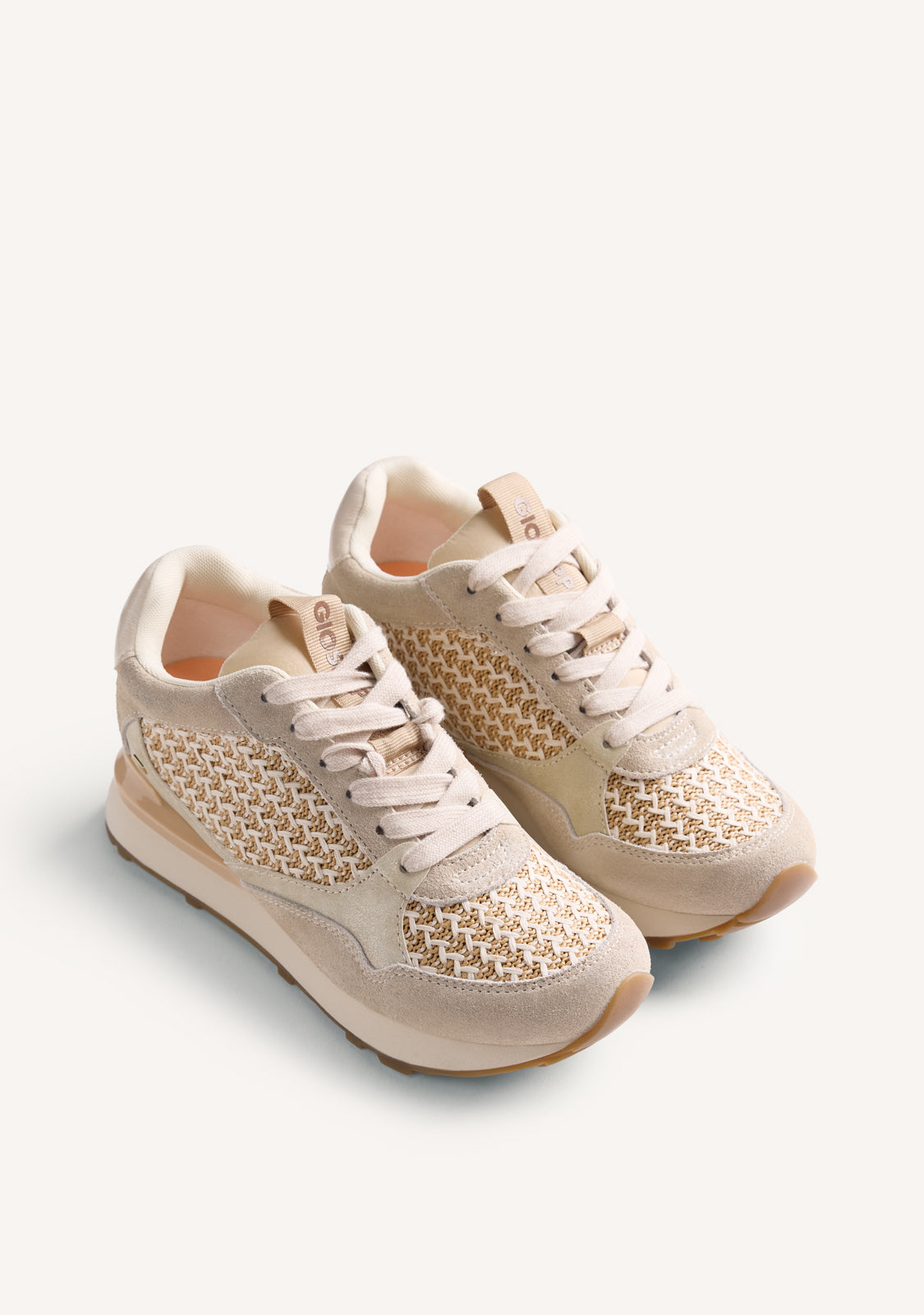 BASKETS COMPENSÉES CUIR ET RAPHIA RHAMU