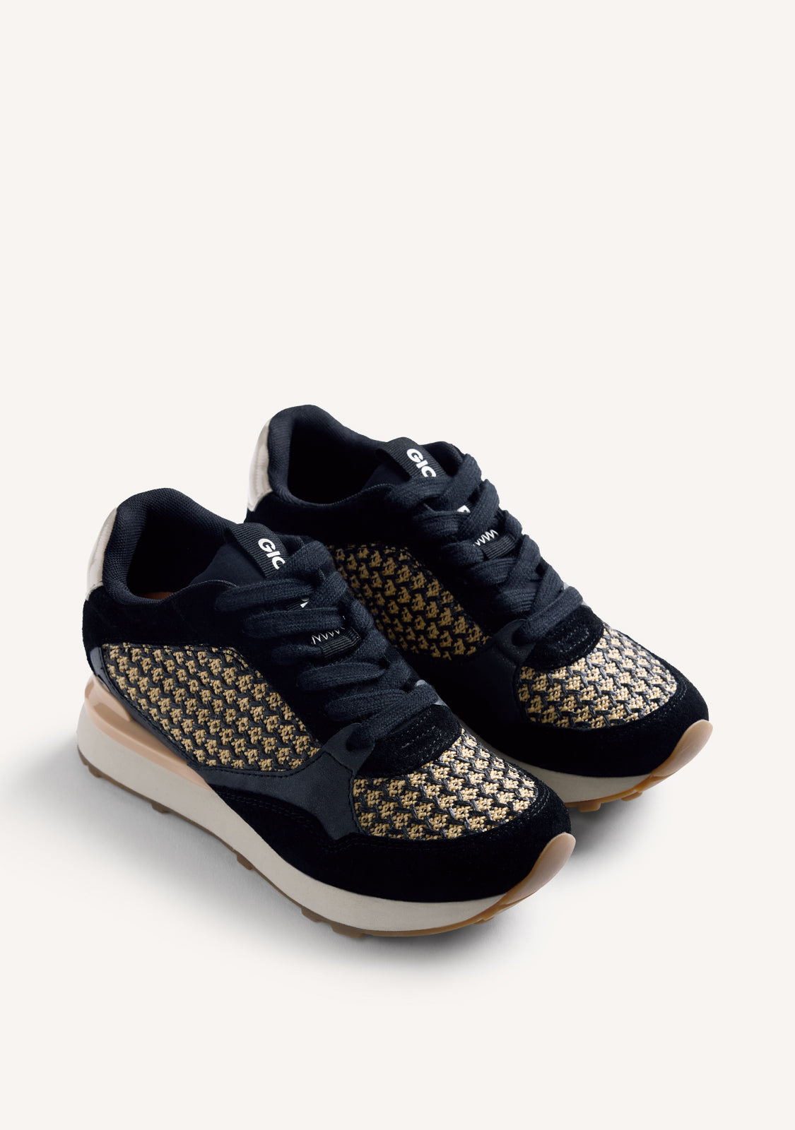 BASKETS COMPENSÉES CUIR ET RAPHIA RHAMU