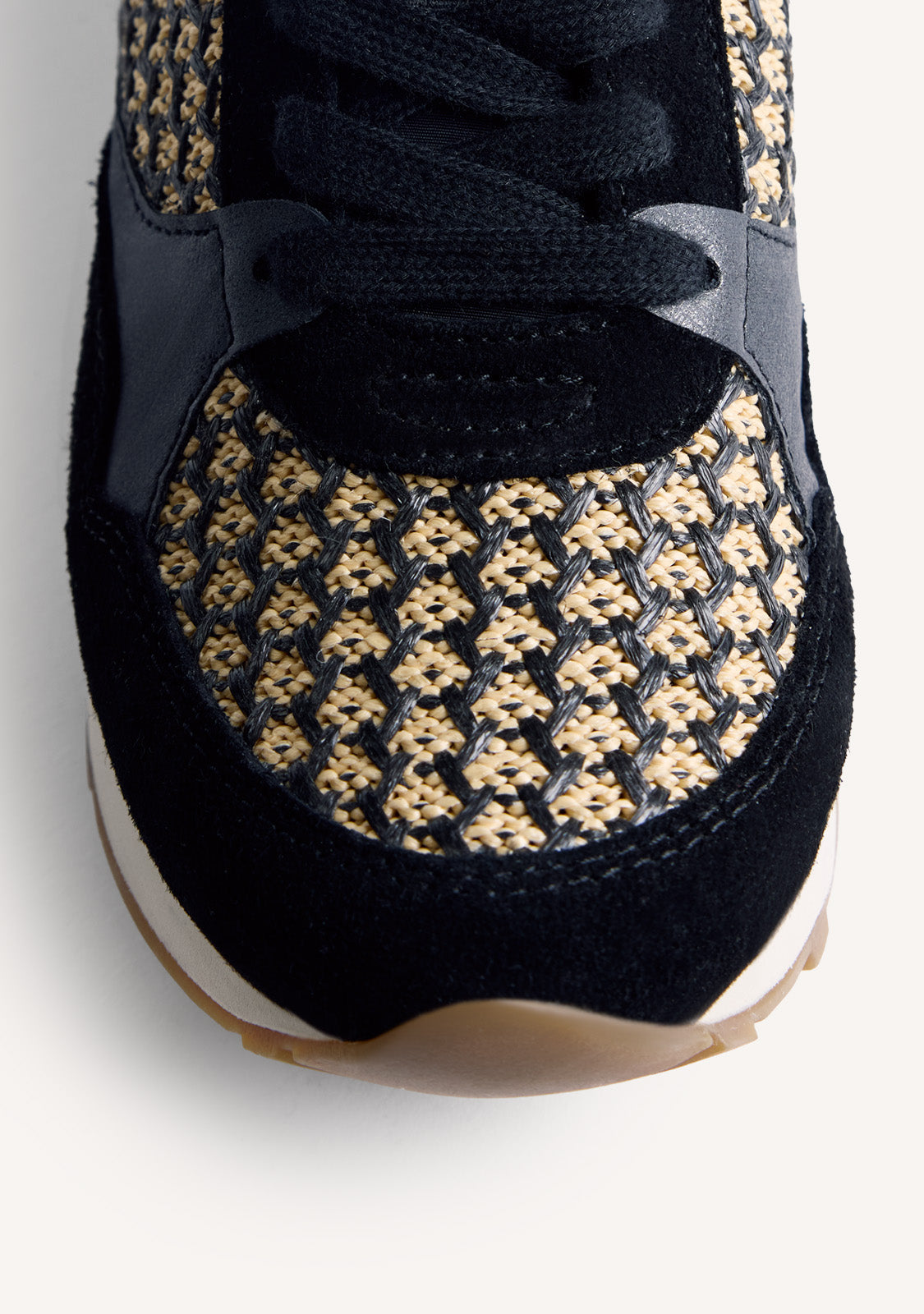 BASKETS COMPENSÉES CUIR ET RAPHIA RHAMU