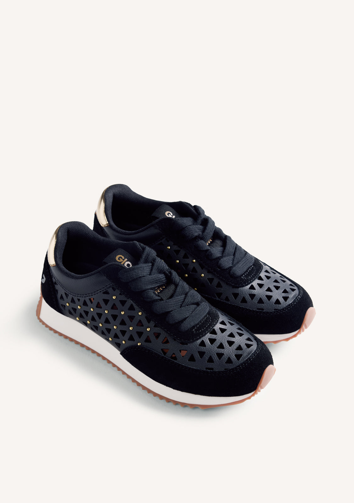 STUDDED CUT-OUT LEATHER SNEAKERS CASEVILLE