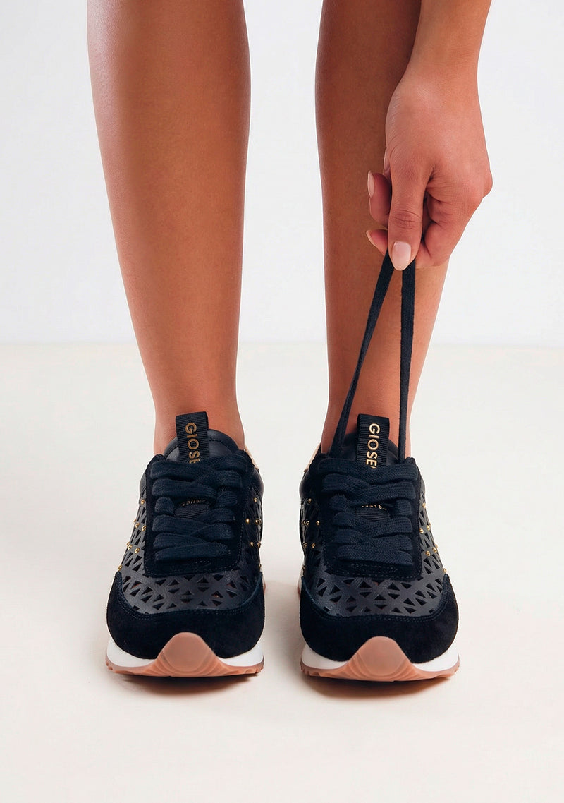 STUDDED CUT-OUT LEATHER SNEAKERS CASEVILLE