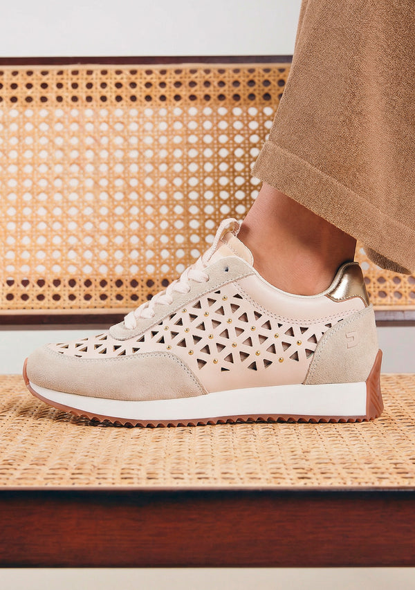 STUDDED CUT-OUT LEATHER SNEAKERS CASEVILLE