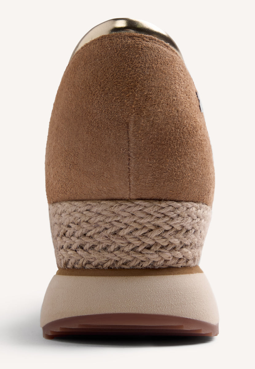 LEATHER AND CROCHET OPEN WEDGE SNEAKERS VUKA