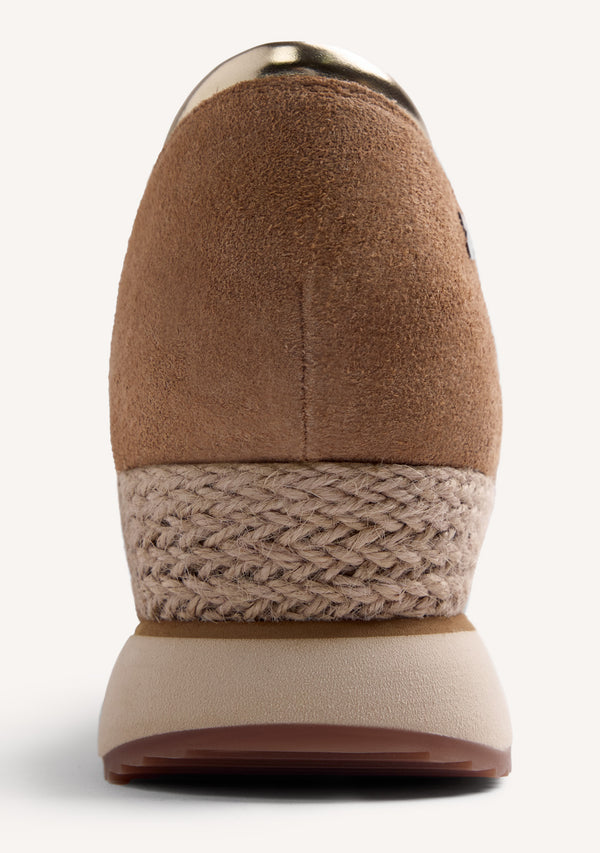 LEATHER AND CROCHET OPEN WEDGE SNEAKERS VUKA