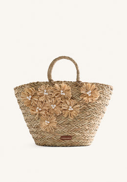 FLOWER STRAW BAG ROSEAU