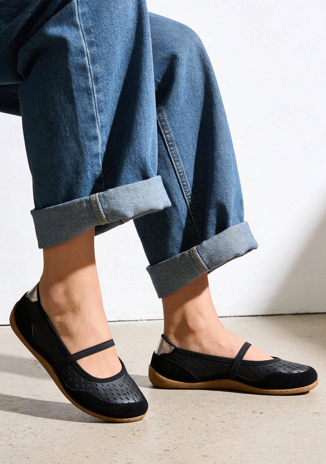 GIOSEPPO BAREFOOT - CUT-OUT LEATHER SPORTY BALLET FLATS MALAVA