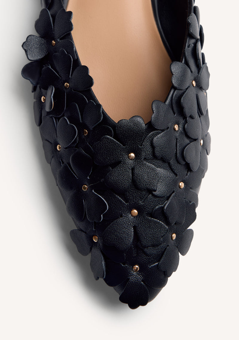 BALLERINES OUVERTES CUIR FLEURS KINNA