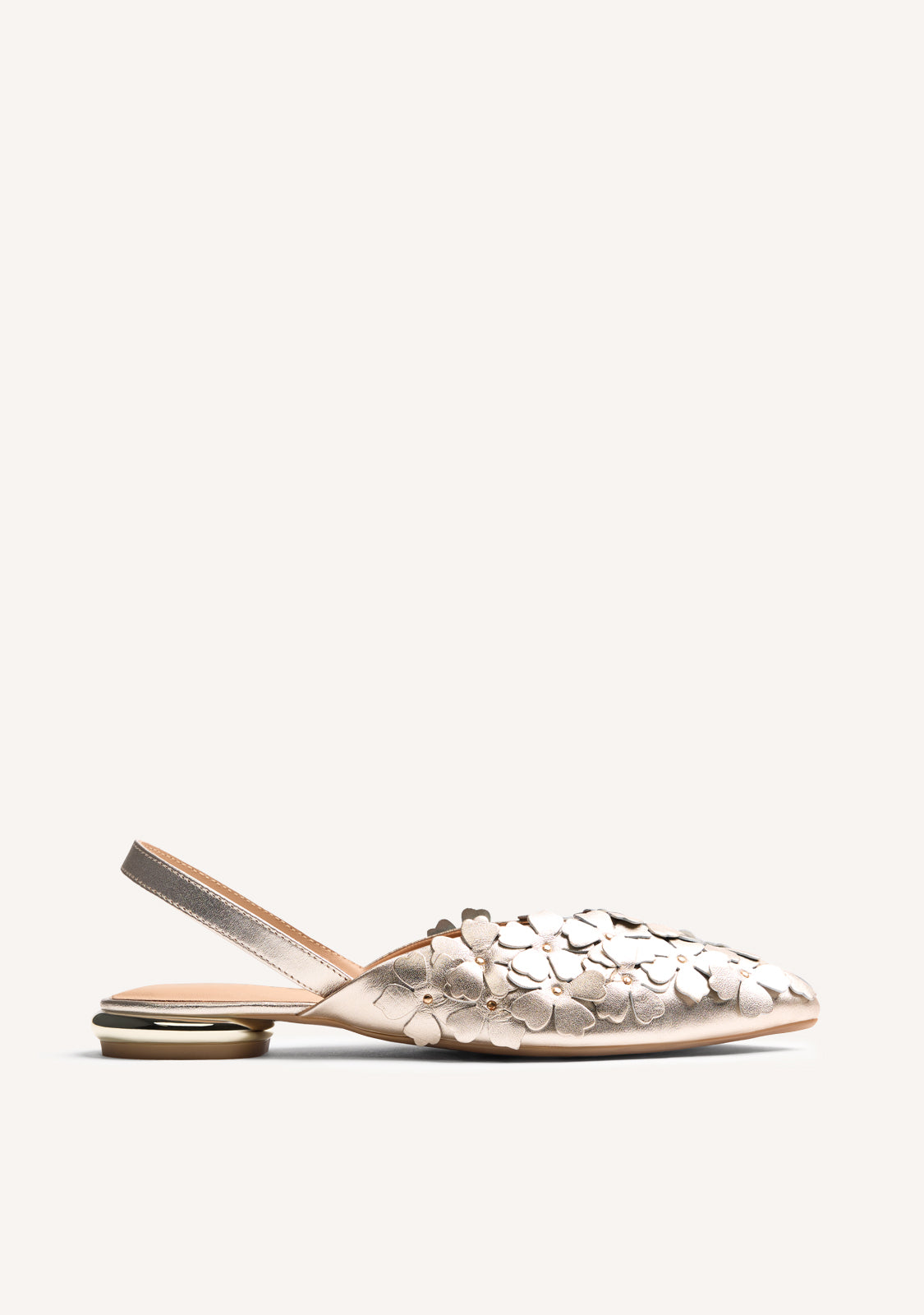 FLOWER LEATHER SLINGBACK BALLET FLATS KINNA