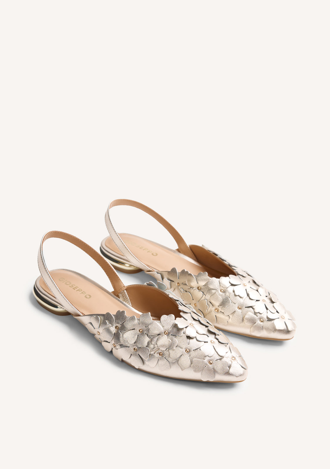 FLOWER LEATHER SLINGBACK BALLET FLATS KINNA