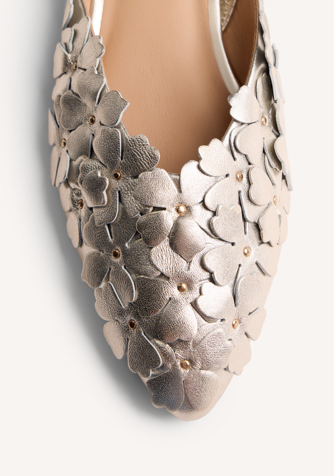 FLOWER LEATHER SLINGBACK BALLET FLATS KINNA
