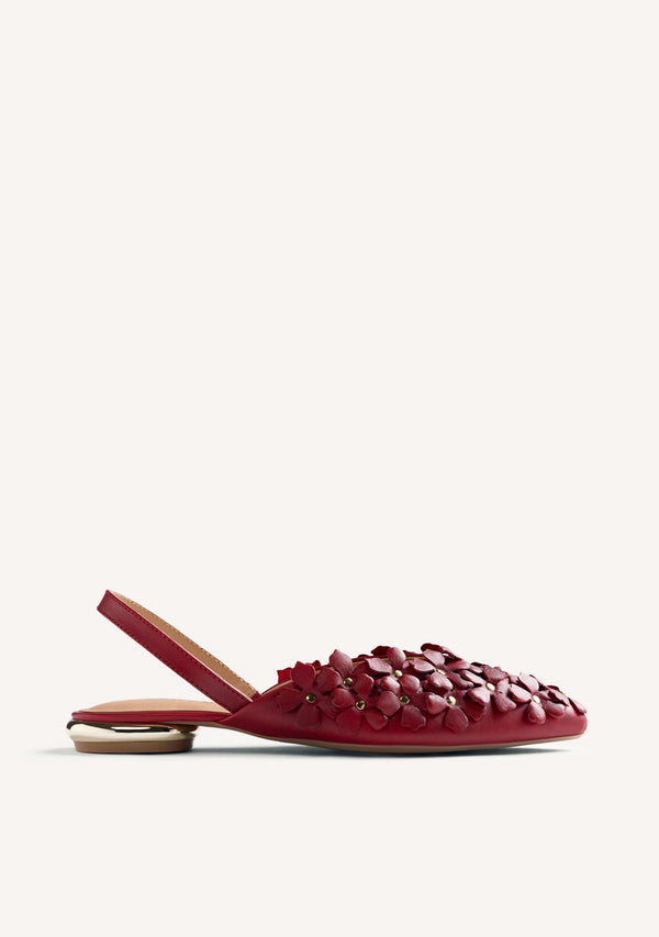 FLOWER LEATHER SLINGBACK BALLET FLATS KINNA