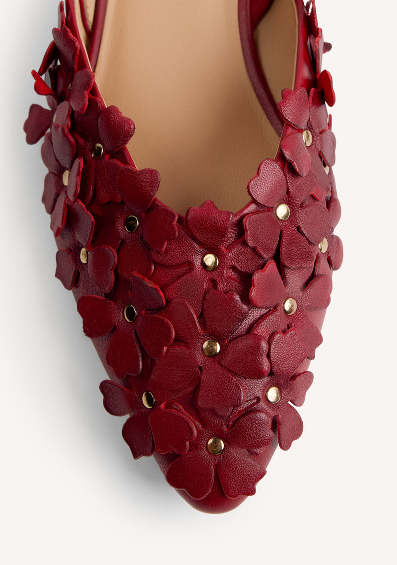 BALLERINES OUVERTES CUIR FLEURS KINNA