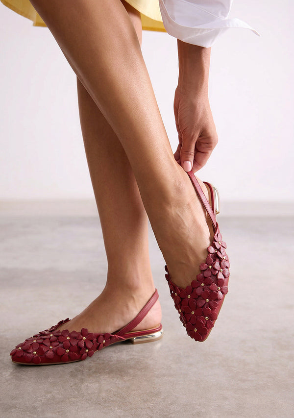 BALLERINES OUVERTES CUIR FLEURS KINNA