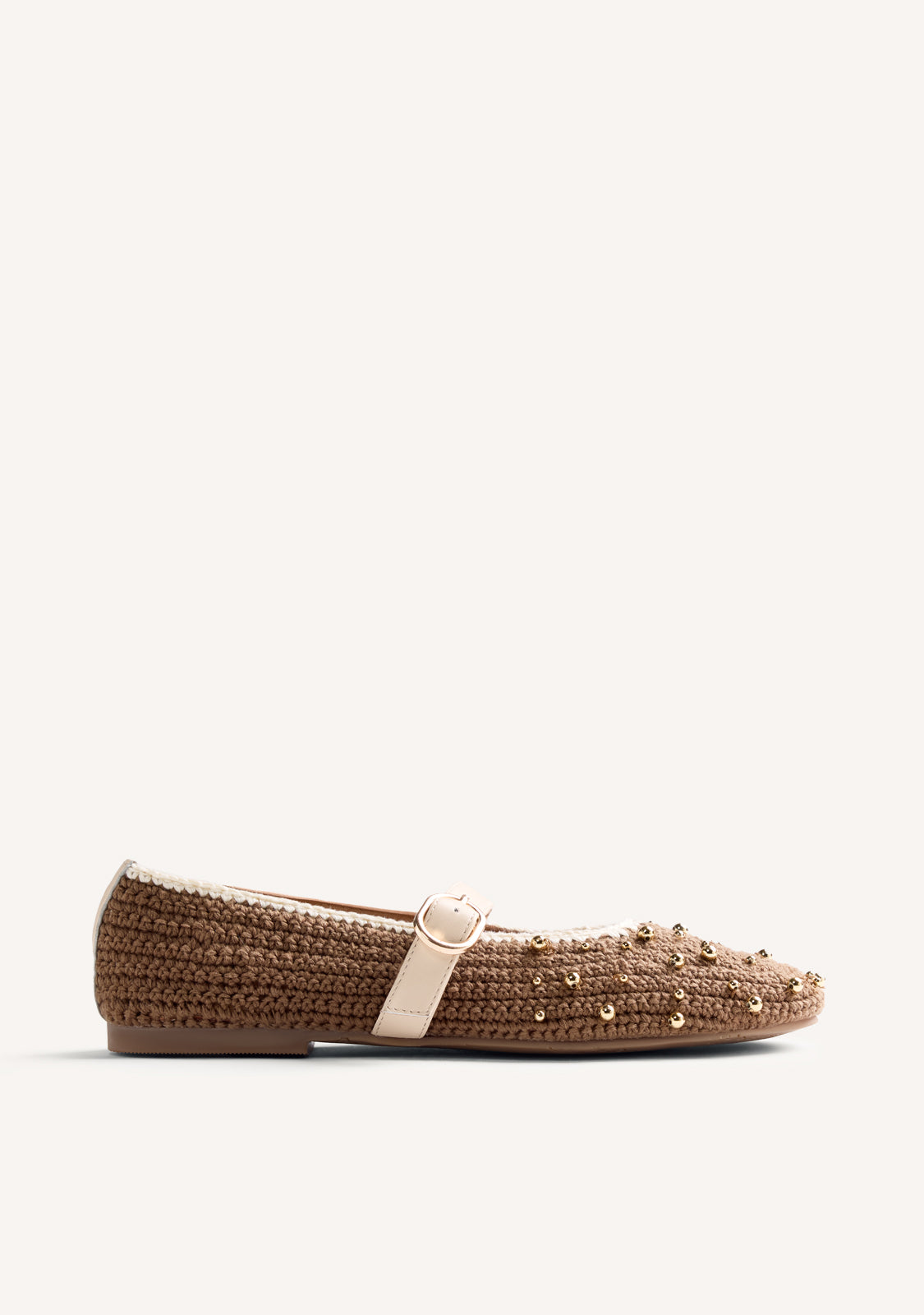 BALLERINES CUIR, CROCHET ET PERLES MANYONI