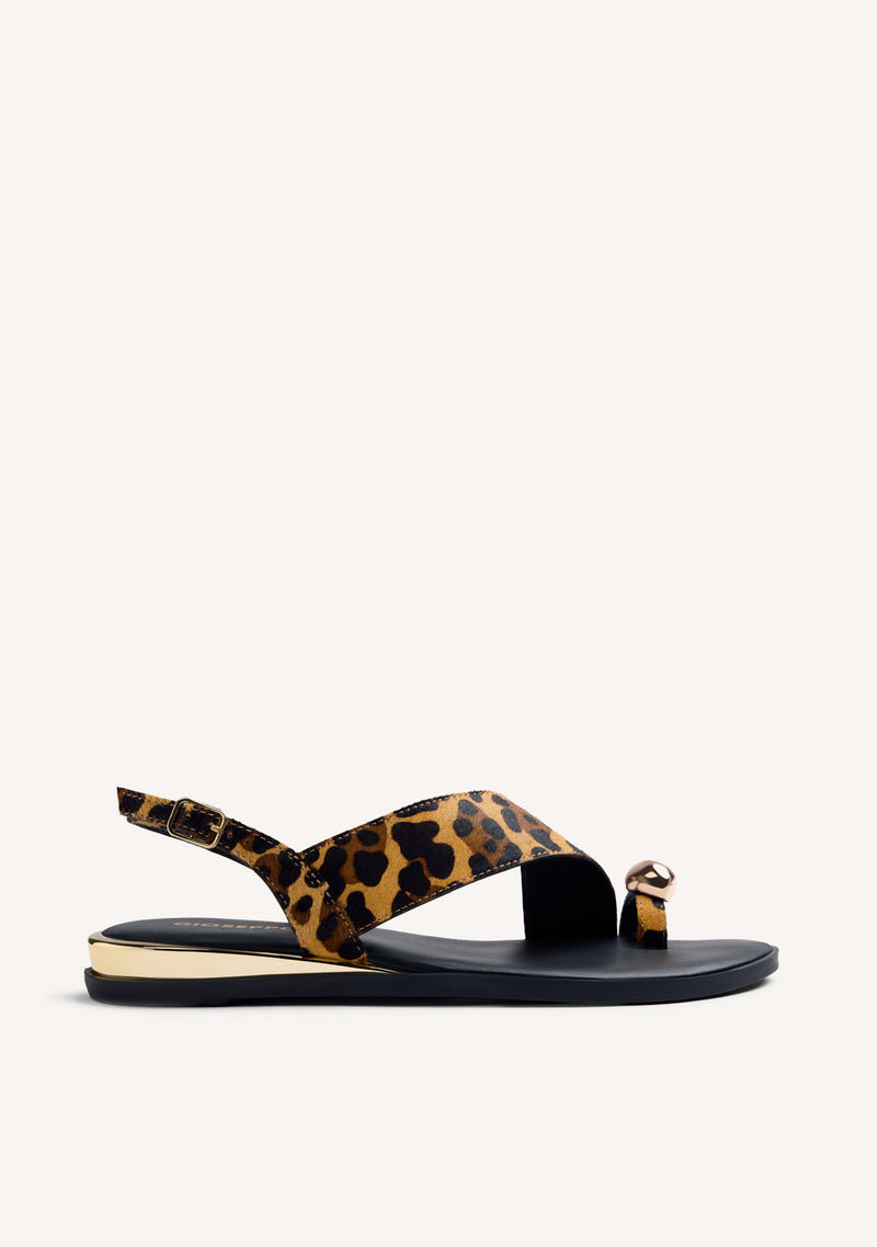 SANDALIAS PIEL ESTAMPADO ANIMAL ANILLO JOYA MAIRO