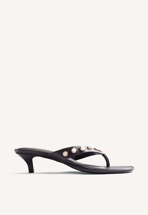 STUDDED LEATHER HEELED SANDALS SOKOTO