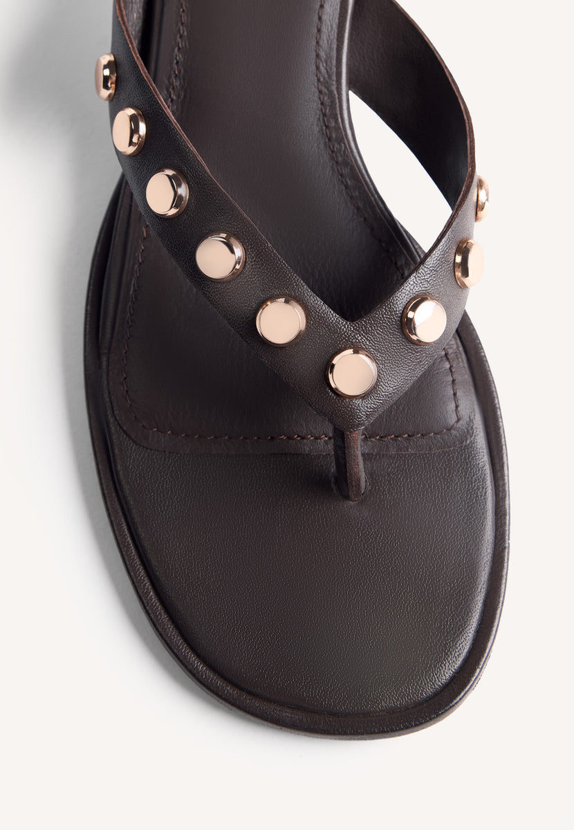 STUDDED LEATHER HEELED SANDALS SOKOTO